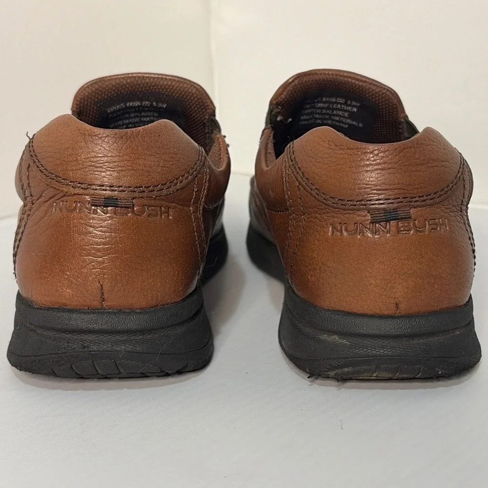 Nunn Bush Kore Mens 8.5W Brown Leather Slip On Loafers Comfort Gel